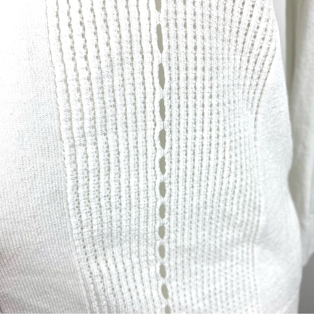 Cyrus Open Front White Cardigan Long Sleeves Lightweight Beachy L - Picture 2 of 12